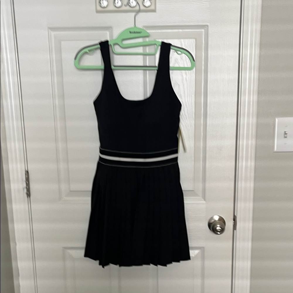 all in motion Black Pleated Mini Dress with Contrast Waistband